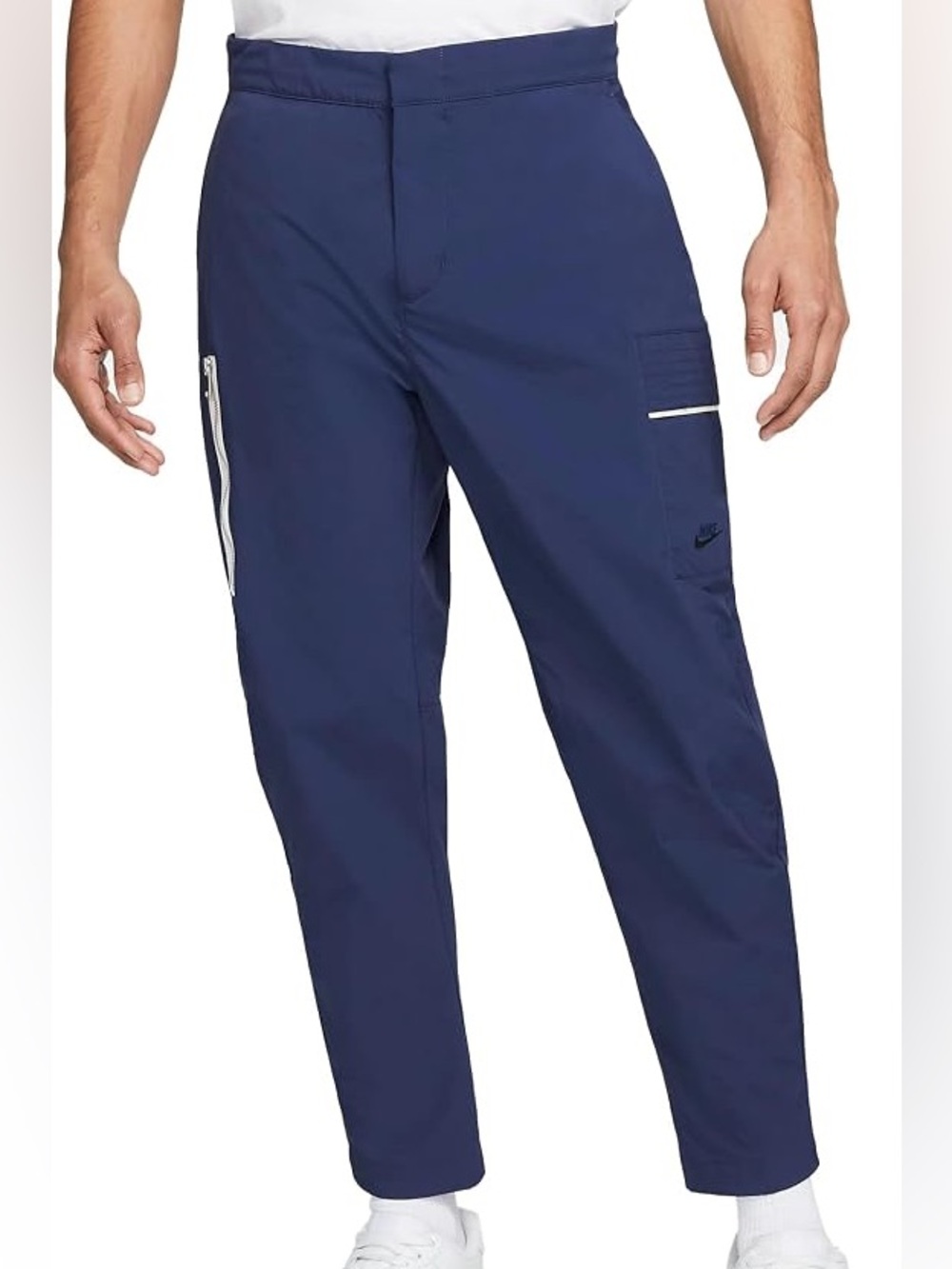 Nike Men's Dark Blue Cargo Joggers with Reflective Zips Medium 30